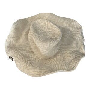 Peter Grimm Wide Brim Floppy Straw Sun Hat with Moldable Wire Brim Cream